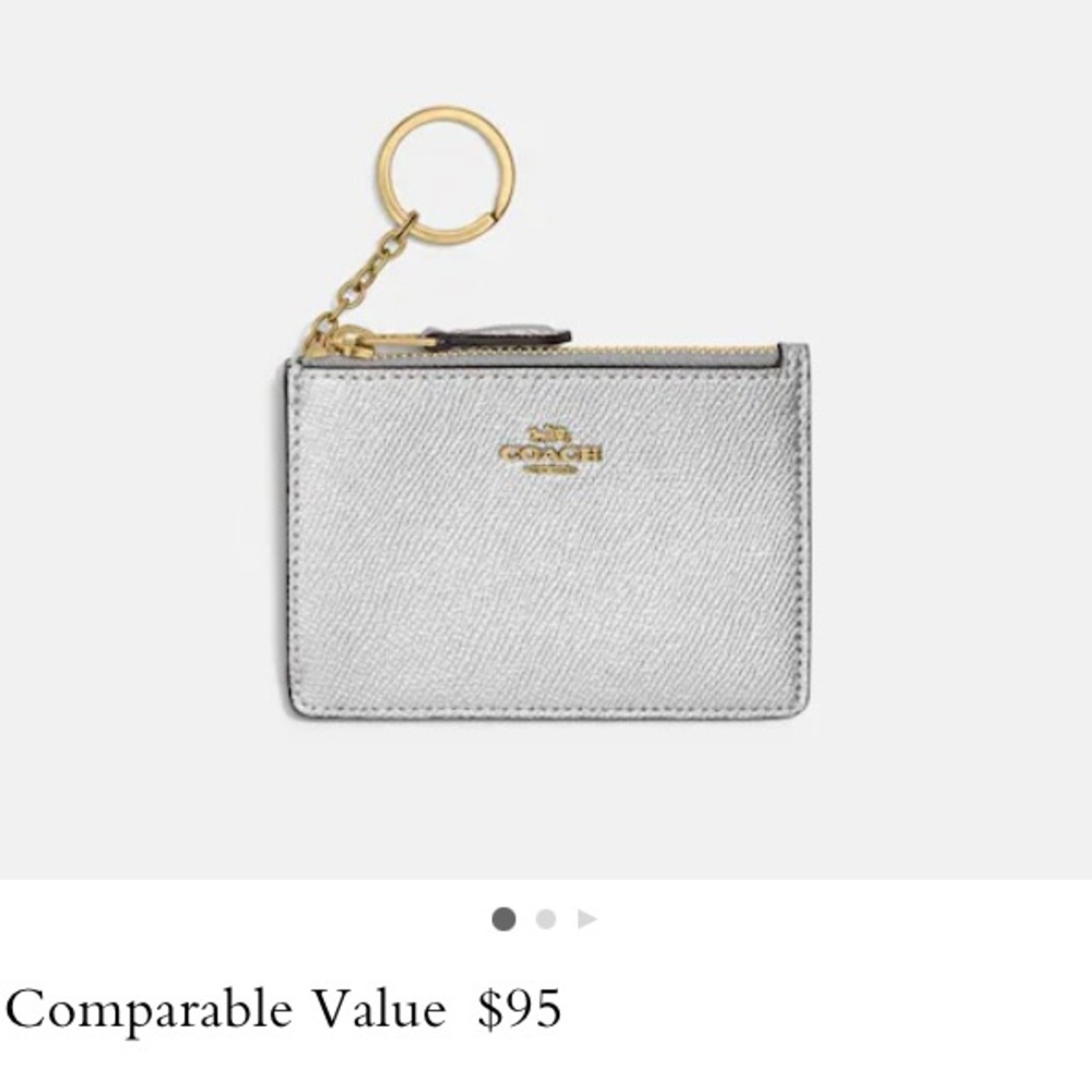 Coach mini id case brass/ metallic silver.